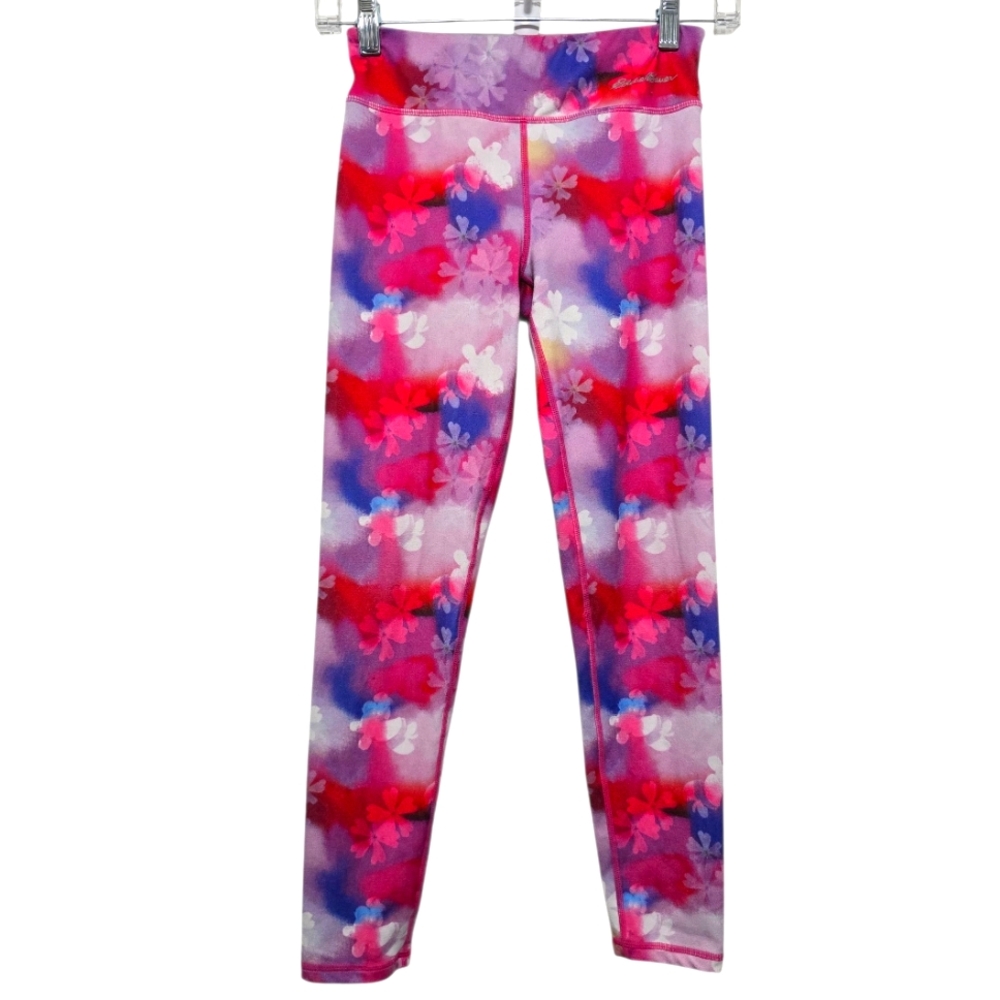 Eddie Bauer Pink and Purple Floral Kids Leggings Medium 10/12